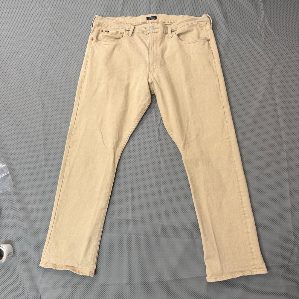 Polo Ralph Lauren Varick Slim Straight Mens 38/30 Tan Khaki Stretch Chino Jeans